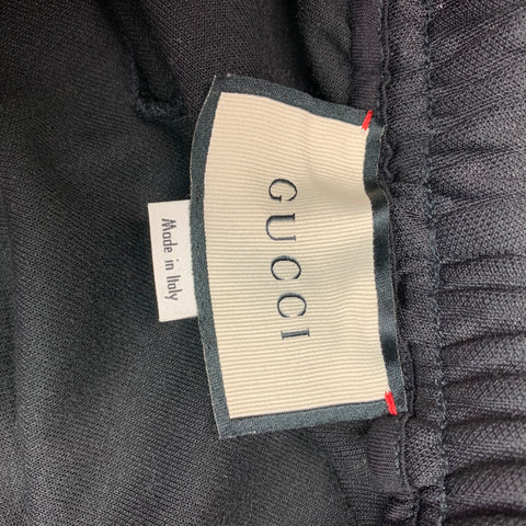 GUCCI Size L Black Khaki Monogram Polyester Cotton Sweatpants Casual Pants