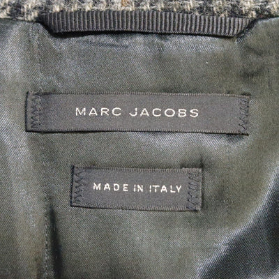 MARC JACOBS 42 Grey & Black Plaid Wool Bomber Jacket