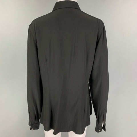 ETRO Size M Black Multi-Color Silk Applique Button Up Shirt