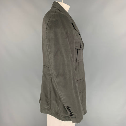 TOM FORD Taille 48 Veste à poches à rabat en rayonne / coton ardoise