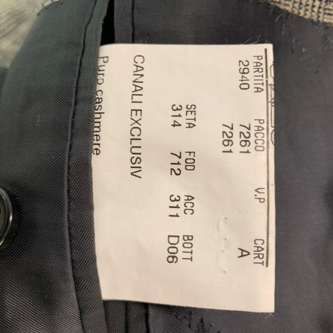 CANALI Chest Size 40 Black Beige Glenplaid Cashmere Single breasted Sport Coat