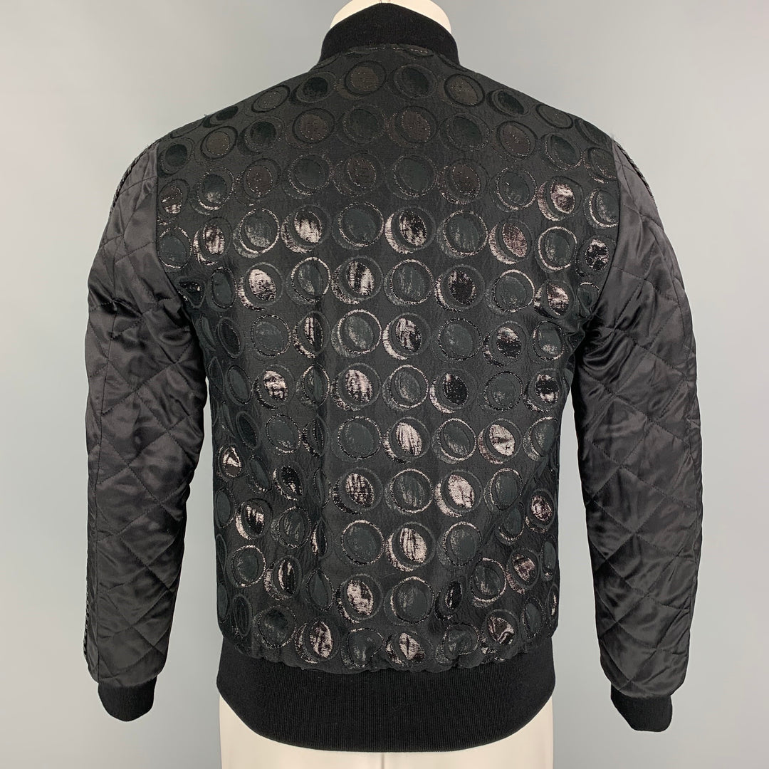 DOLCE &amp; GABBANA Taille 34 Veste en soie et coton cercles argentés noirs