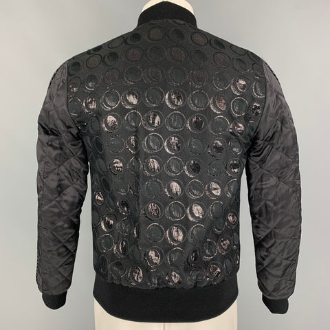DOLCE & GABBANA Size 34 Black Silver Circles Cotton Silk Jacket