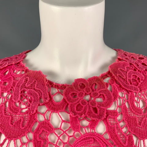 OSCAR DE LA RENTA Size 12 Pink Lace Sleeveless Blouse