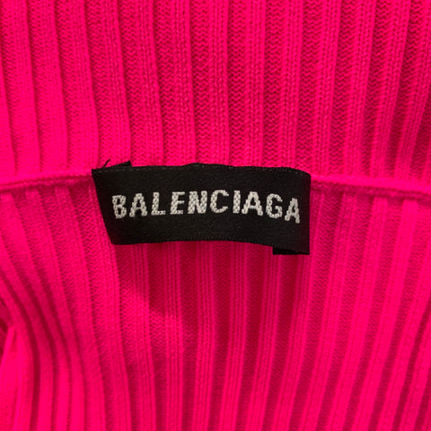 BALENCIAGA Size M Pink Ribbed Polyamide Turtleneck Pullover