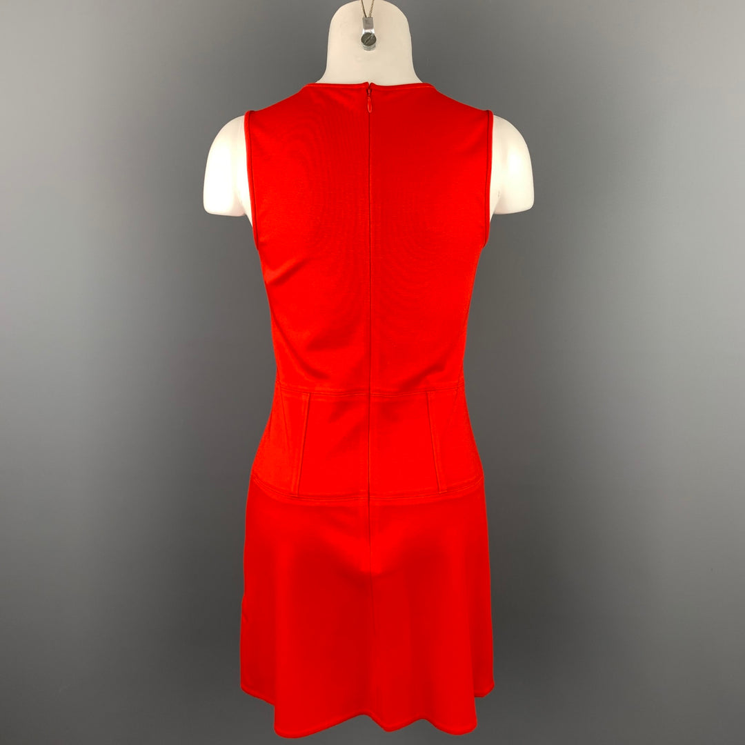 TIBI Size 2 Coral Jersey Viscose Blend A-Line Sleeveless Dress