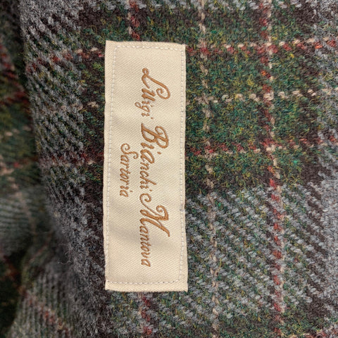LUIGI BIANCHI Size 36 Grey & Olive Plaid Wool / Cashmere Sport Coat