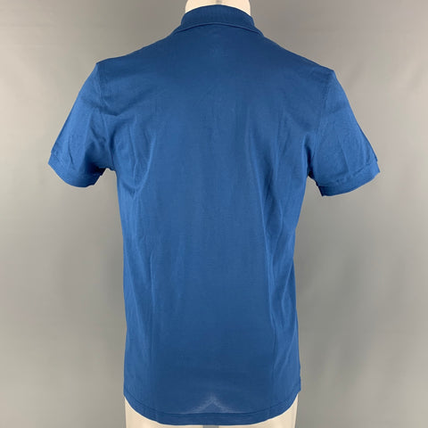 LANVIN Size M Blue Solid Cotton Buttoned Polo