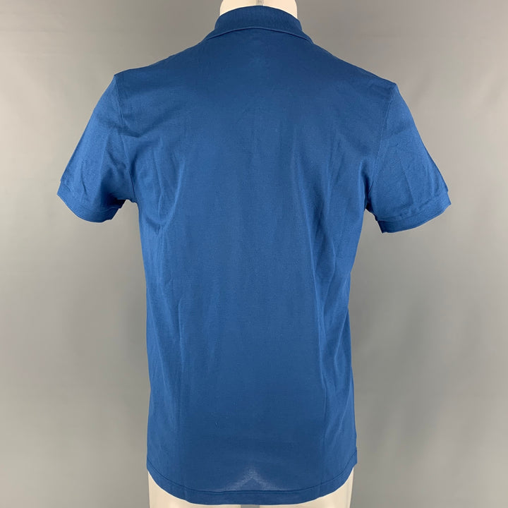 LANVIN Size M Blue Solid Cotton Buttoned Polo