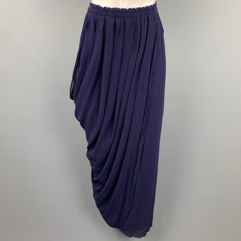 BETH SCHAEFFER Taille S Jupe asymétrique en rayonne plissée marine