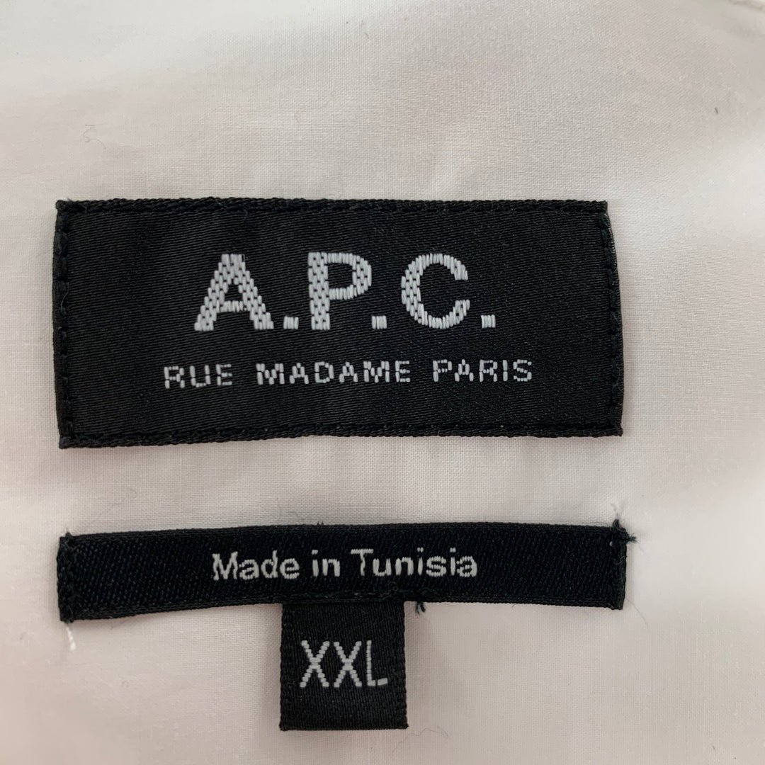A.P.C. Size XXL White Solid Cotton Button Up Long Sleeve Shirt