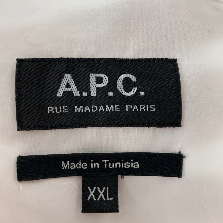 A.P.C. Size XXL White Solid Cotton Button Up Long Sleeve Shirt