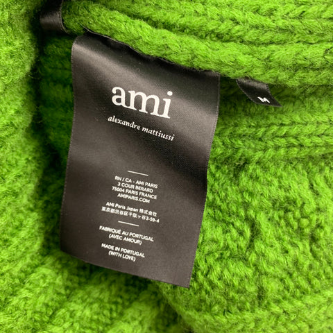 AMI by ALEXANDRE MATTIUSSI Jersey extragrande de lana con cuello redondo y color verde talla M