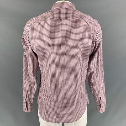 GUCCI Size L Red & Black Checkered Cotton Slim Fit Long Sleeve Shirt