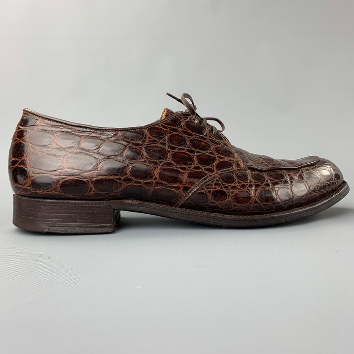 NETTLETON Size 9 Brown Embossed Leather Cap Toe Lace Up Shoes