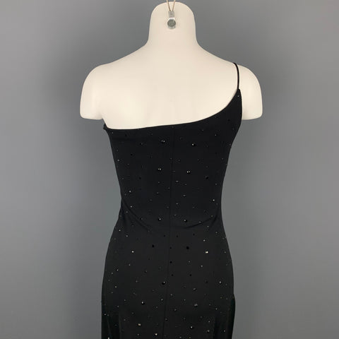 GIORGIO ARMANI Taille 4 Robe droite en jersey perlé noir
