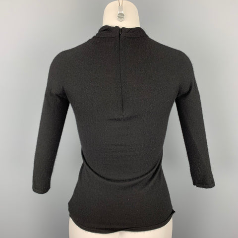 RALPH LAUREN Black Label Taille XS Pull Noir Cachemire / Polyester Criss-Cross