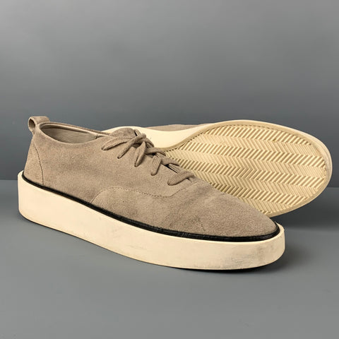 FEAR OF GOD Size 11 Light Gray Textured Leather Lace Up Sneakers