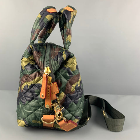 MZ WALLACE Green Olive Camouflage Nylon Cross Body Handbag & Leather Goods