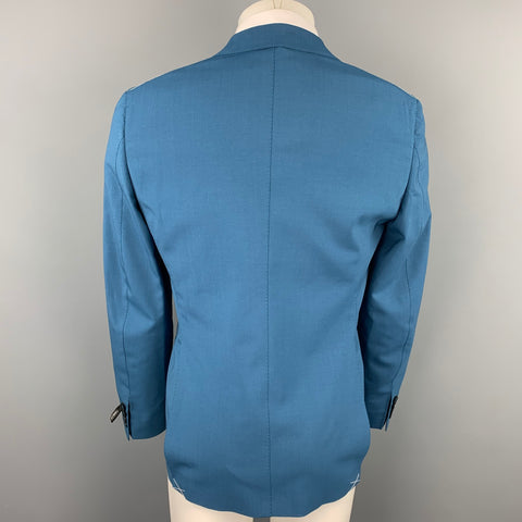 TONELLO Size 40 Teal Wool Blend Peak Lapel Sport Coat