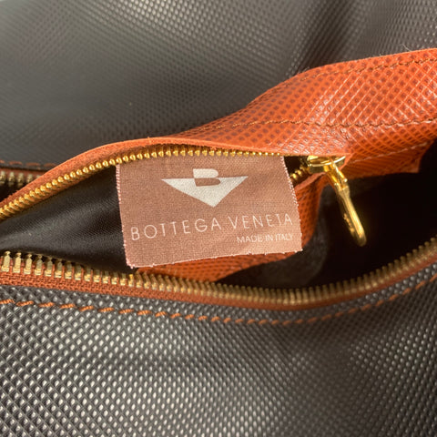 Vintage BOTTEGA VENETA Black Tan Leather Duffle Bag