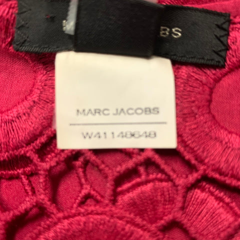 MARC JACOBS Size 2 Raspberry Cotton Eyelet Sleeveless Dress Top