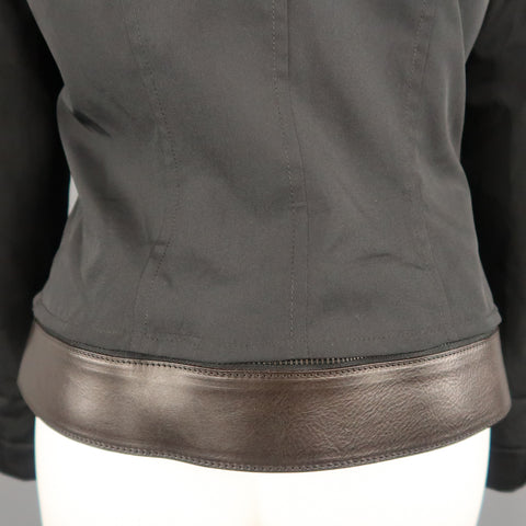 JEAN PAUL GAULTIER Size 8 Black Hidden Placket Brown Belt Trucker Jacket