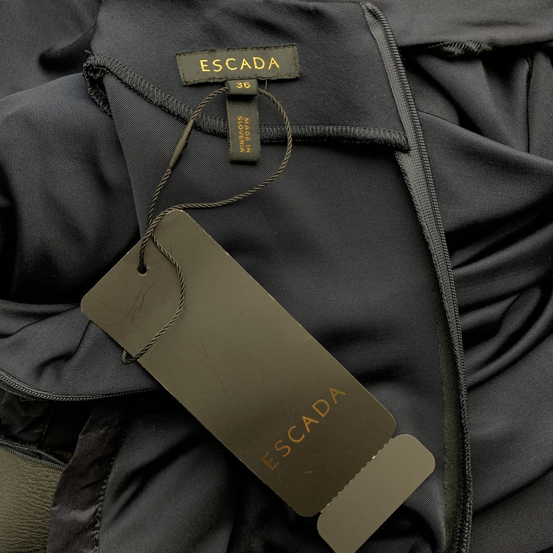 ESCADA Size 6 Navy Grommet Cold Shoulder Batwing Sleeve Jumpsuit