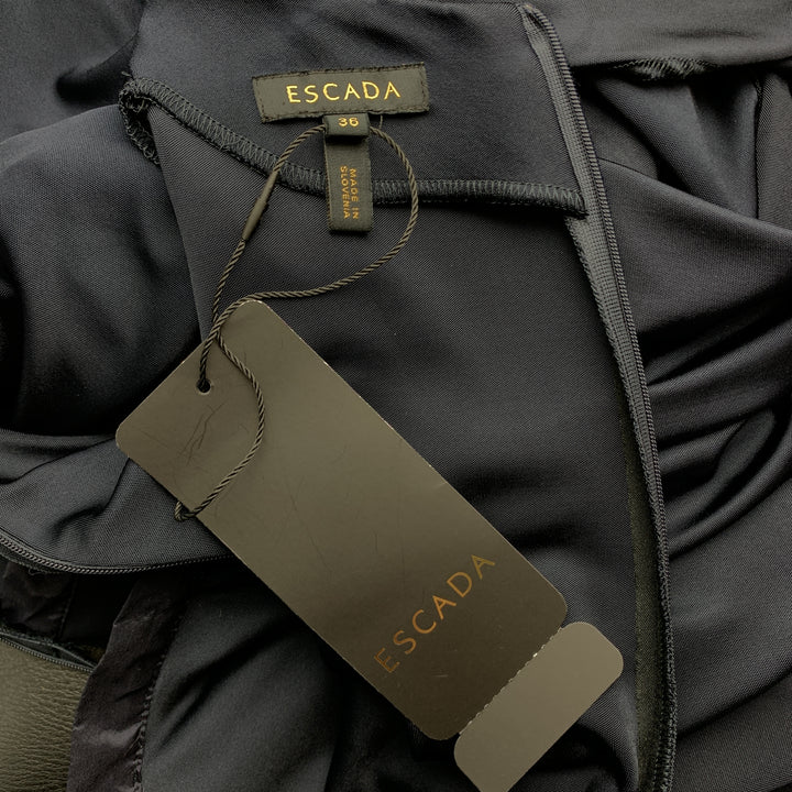 ESCADA Size 6 Navy Grommet Cold Shoulder Batwing Sleeve Jumpsuit