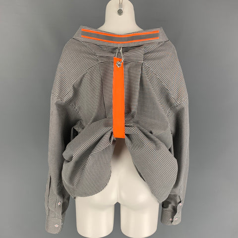 BLSSD Taille unique Chemise convertible surdimensionnée à carreaux noirs et blancs Berlin