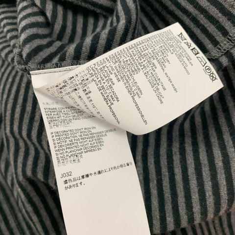 MAISON MARGIELA Size L Black Grey Stripe Cotton Crew-Neck Pullover