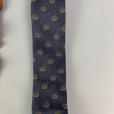 TRAFALGAR Navy Print Silk Suspenders