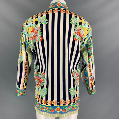 VERSUS by GIANNI VERSACE Size S Print Cotton Hidden Placket  Long Sleeve Shirt