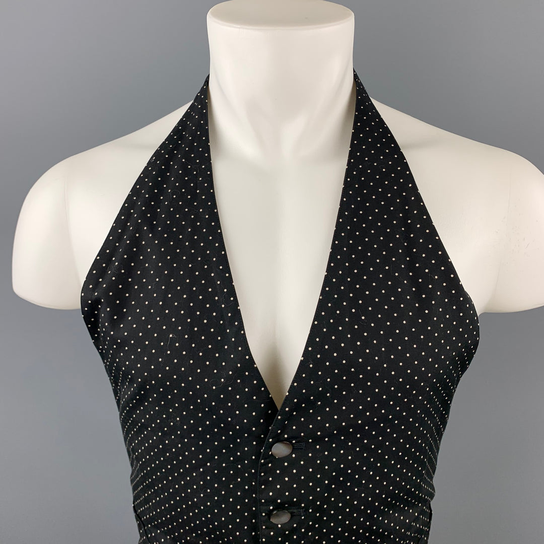 COMME des GARCONS HOMME PLUS Size M Black & White Dots Cotton Tuxedo Vest