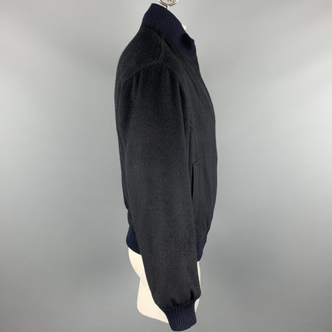 PIER LUIGI DELLA SPINA Chest Size S Navy Solid Cashmere Zip Up Jacket