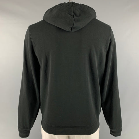 LACOSTE Size L Black Green Alligator Cotton Hooded Sweatshirt