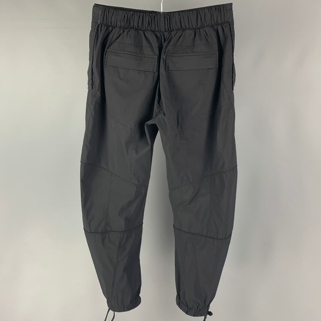 BOTTEGA VENETA Pre-Fall 2019 Size 32 Black Cotton Polyester Zip Pockets Casual Pants