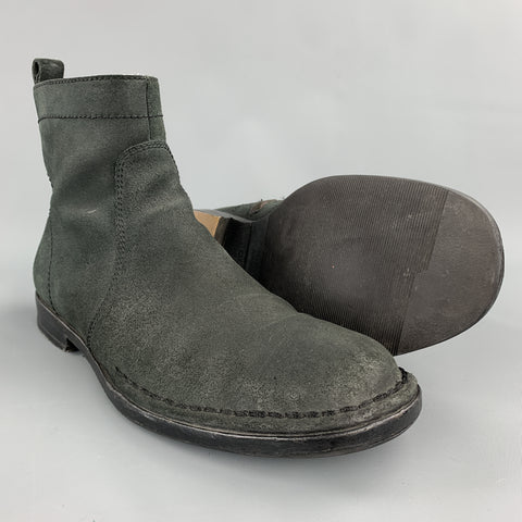 DKNY Size 8 Black Nubuck Zip Up Boots