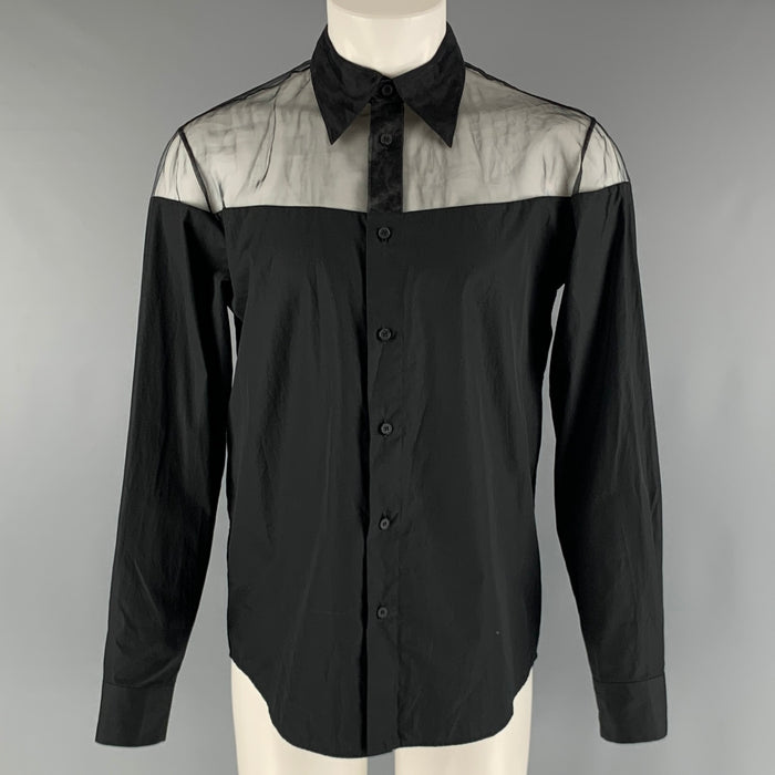 MAISON MARGIELA Size M Black Cotton  Polyester Mixed Fabrics Button Up Shirt