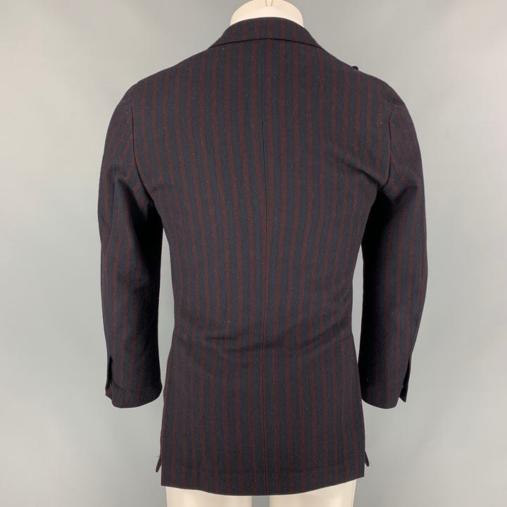 LARDINI Size 38 Brown & Black Stripe Wool Blend Double Breasted Sport Coat