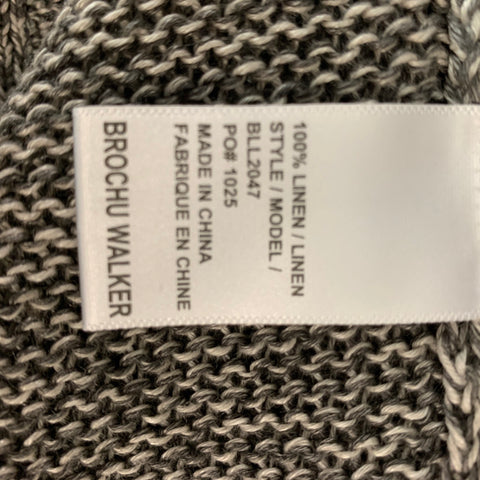 BROCHU WALKER Talla S Jersey con cordones de lino blanco gris jaspeado