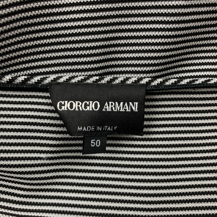 GIORGIO ARMANI Size 14 Black & White Stripe Jersey Knit Top