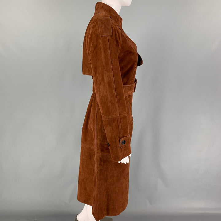 THEORY Size S Brown Suede Lamb Skin Trench Coat