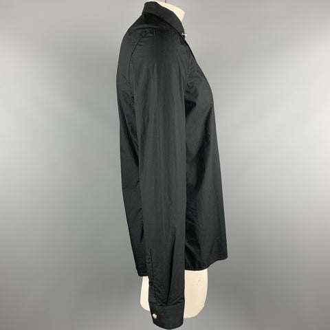VERSUS by GIANNI VERSACE Size M Black Solid Cotton Long Sleeve Shirt