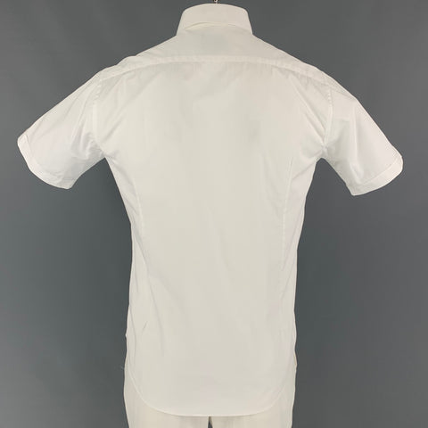 LANVIN Size L White Cotton Short Sleeve Shirt