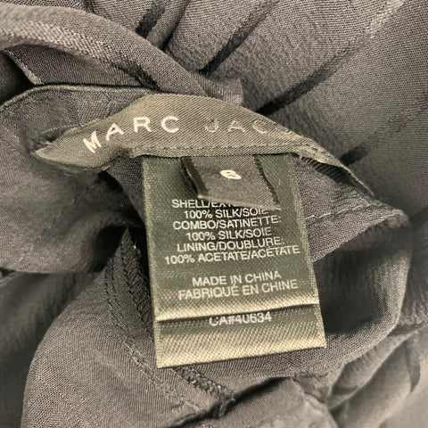 MARC by MARC JACOBS Vestido con cinturón a rayas de seda negro talla 6