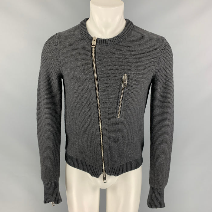 BURBERRY PRORSUM by Christopher Bailey Spring 2011 Size S Grey Merino Wool / Cotton Cardigan Jacket