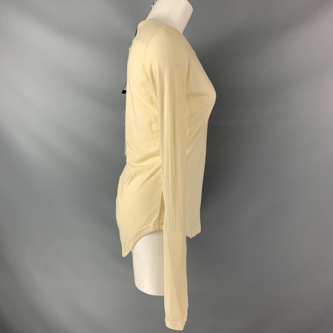 ANN DEMEULEMEESTER Size 2 Cream "Ivory Youth" Cotton Solid Long Sleeve T-Shirt