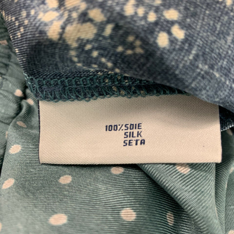 PIERRE-LOUIS MASCIA Size XL Blue Grey Print Silk Camp Suit