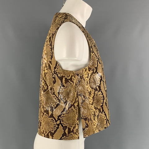SAMUEL ROBERT Size M Beige Brown Open Front Vest
